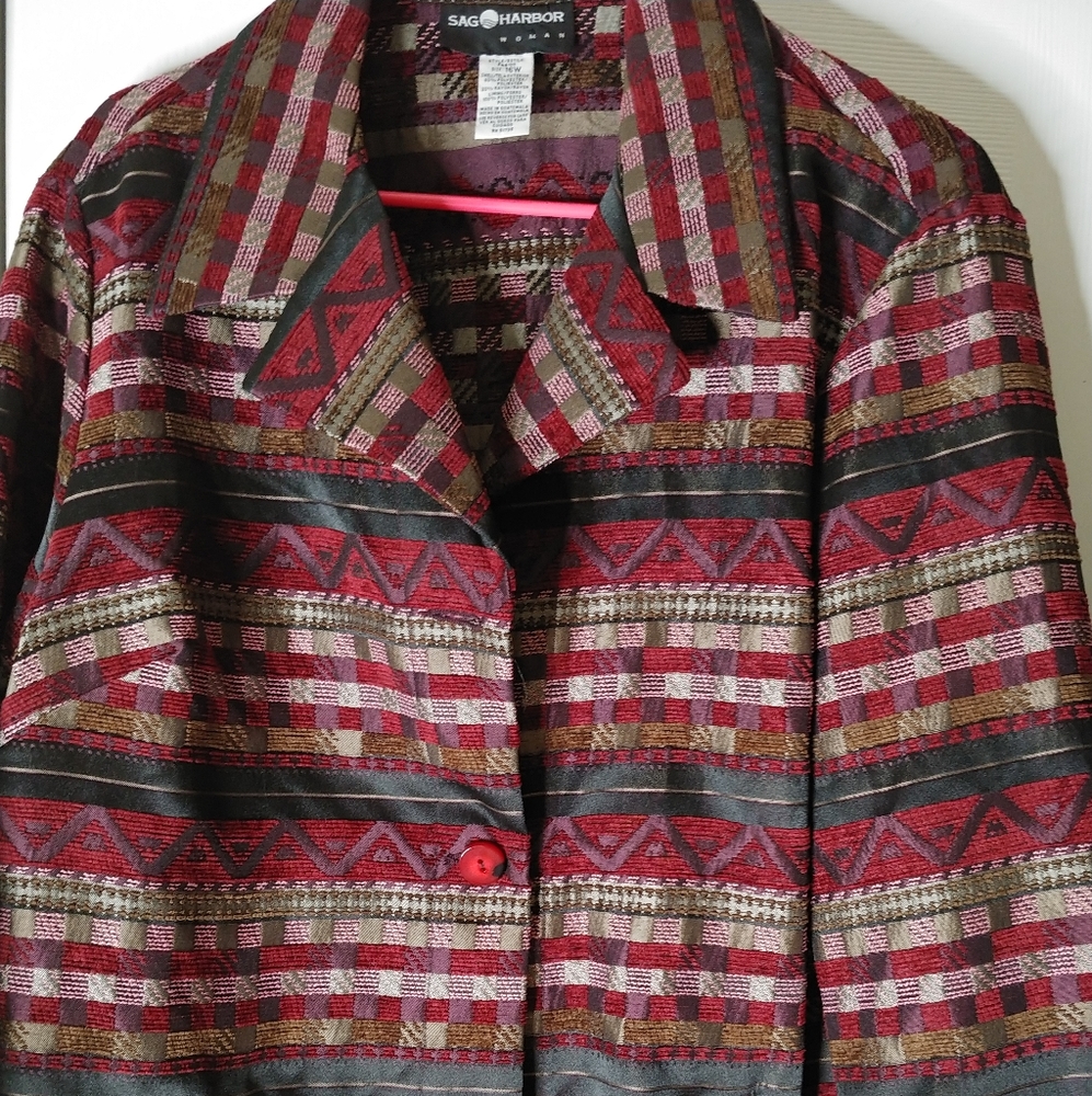 Burgundy and Beige Blazer